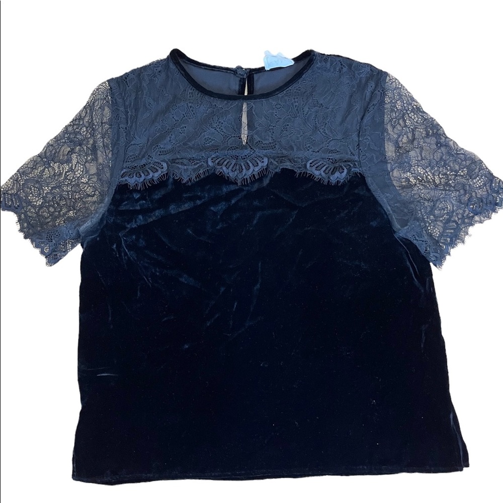 CAMI NYC Velvet & Lace Top M